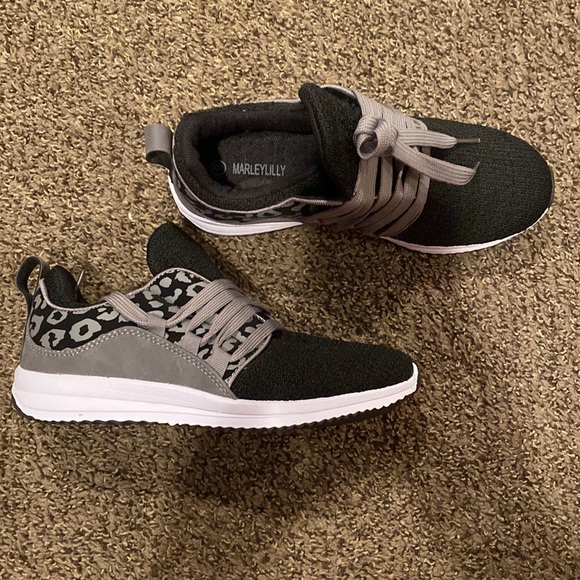 Marleylilly Black Leopard Print Tennis Shoes - Picture 2 of 3